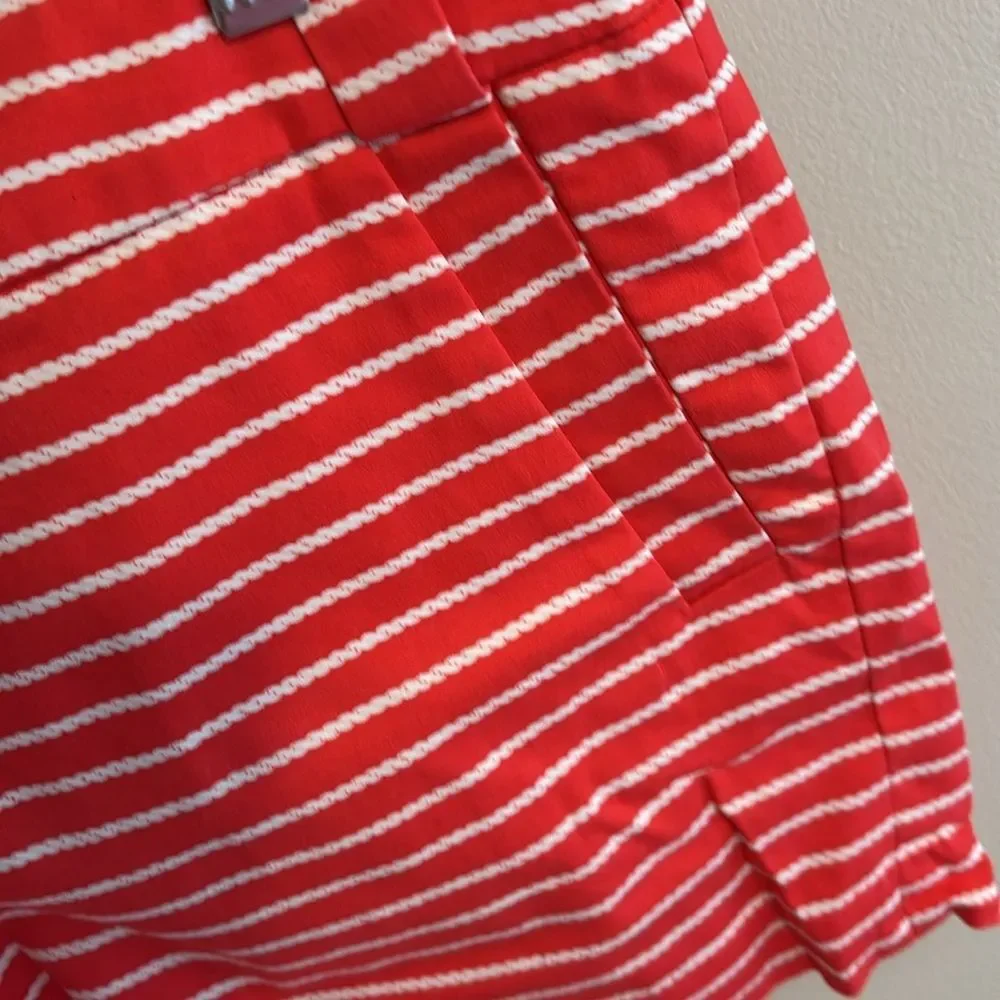 J.Crew Womens Stretch Chino Shorts Sz 14 Red White Rope Stripe Nautical Coastal